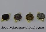 NGC5602 15mm - 16mm coin plated druzy agate connectors wholesale