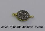 NGC5605 15mm - 16mm coin plated druzy quartz connectors wholesale