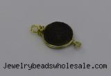 NGC5611 15mm - 16mm coin plated druzy quartz connectors wholesale