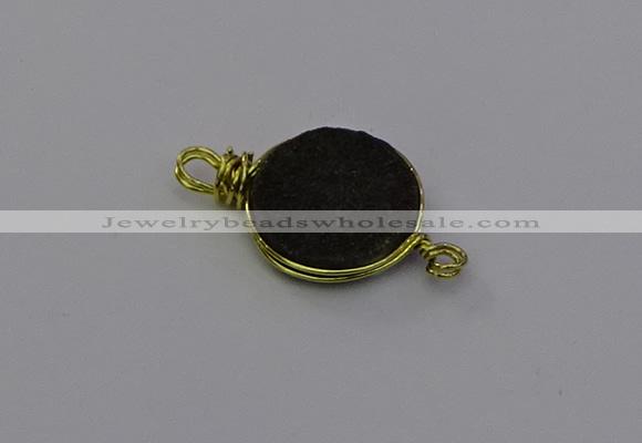 NGC5611 15mm - 16mm coin plated druzy quartz connectors wholesale