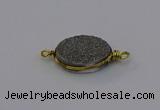 NGC5616 15*20mm oval plated druzy quartz connectors wholesale