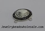 NGC5636 18*25mm faceted oval white howlite turquoise connectors