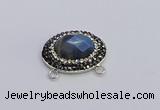 NGC5657 18*25mm faceted oval labradorite gemstone connectors