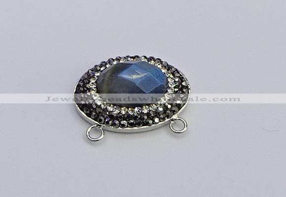 NGC5657 18*25mm faceted oval labradorite gemstone connectors