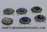 NGC5661 18*25mm faceted oval mixed gemstone connectors