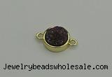 NGC5782 12mm coin plated druzy agate connectors wholesale