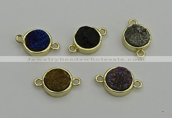 NGC5786 12mm coin plated druzy agate connectors wholesale