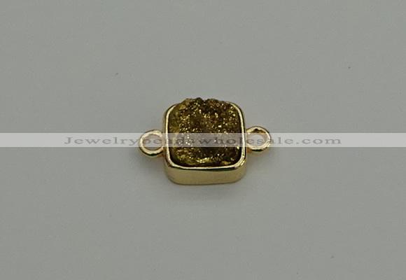 NGC5789 10*10mm square plated druzy agate connectors wholesale