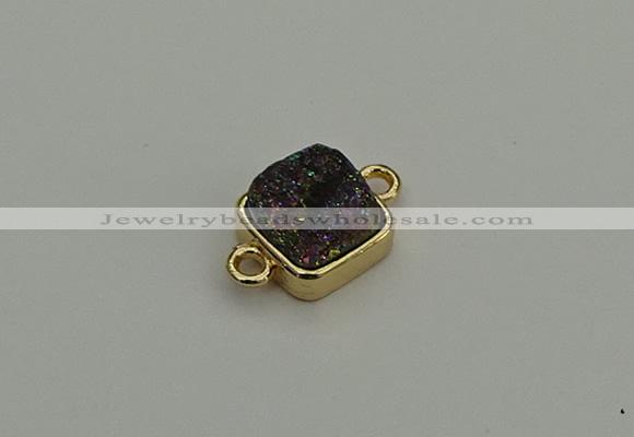 NGC5792 10*10mm square plated druzy agate connectors wholesale