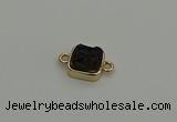 NGC5794 10*10mm square plated druzy agate connectors wholesale