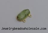 NGC5816 13*25mm faceted oval green rutilated quartz connectors