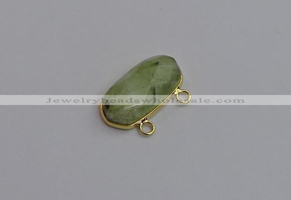 NGC5816 13*25mm faceted oval green rutilated quartz connectors