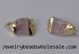 NGC583 18*25mm - 22*30mm nuggets rose quartz gemstone connectors