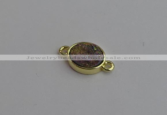 NGC5842 11*13mm oval plated druzy agate connectors wholesale