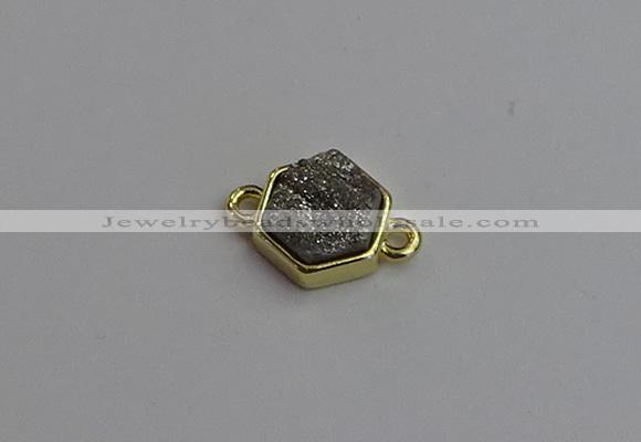 NGC5850 12*12mm hexagon plated druzy agate connectors wholesale