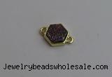 NGC5853 12*12mm hexagon plated druzy agate connectors wholesale