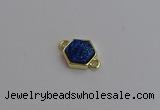 NGC5854 12*12mm hexagon plated druzy agate connectors wholesale