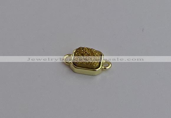 NGC5861 10*12mm rectangle plated druzy agate connectors wholesale