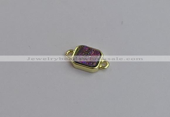 NGC5863 10*12mm rectangle plated druzy agate connectors wholesale