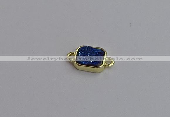 NGC5864 10*12mm rectangle plated druzy agate connectors wholesale