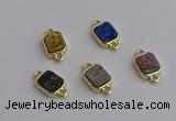 NGC5868 10*12mm rectangle plated druzy agate connectors wholesale