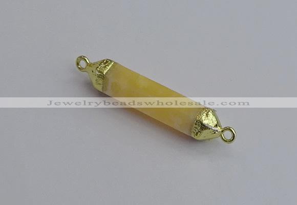 NGC5947 8*40mm tube yellow lace calcite connectors wholesale