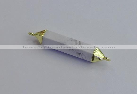 NGC5951 8*40mm tube white howlite connectors wholesale