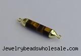 NGC5953 8*40mm tube yellow tiger eye connectors wholesale