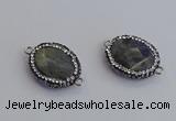 NGC5960 18*22mm faceted oval labradorite connectors wholesale