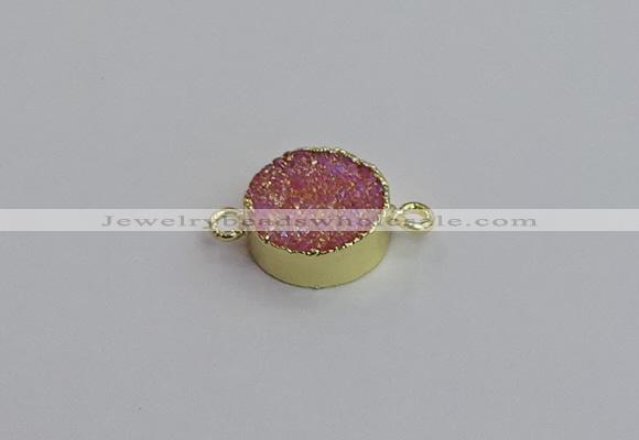 NGC5966 15mm coin plated druzy agate connectors wholesale