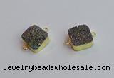 NGC5977 16*16mm square plated druzy agate connectors wholesale