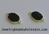 NGC5983 15*20mm oval black tourmaline connectors wholesale