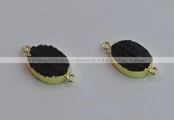 NGC5983 15*20mm oval black tourmaline connectors wholesale