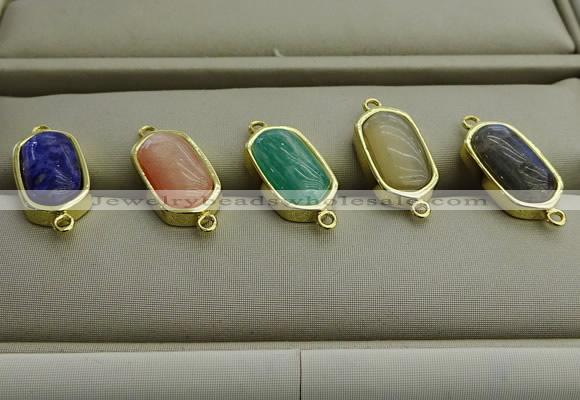 NGC5998 10*16mm oval mixed gemstone connectors wholesale