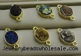 NGC6001 10*14mm oval plated druzy agate connectors wholesale