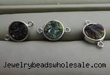 NGC6005 12mm coin plated druzy agate connectors wholesale