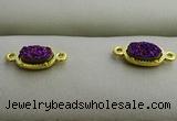 NGC6022 5*8mm oval plated druzy agate connectors wholesale