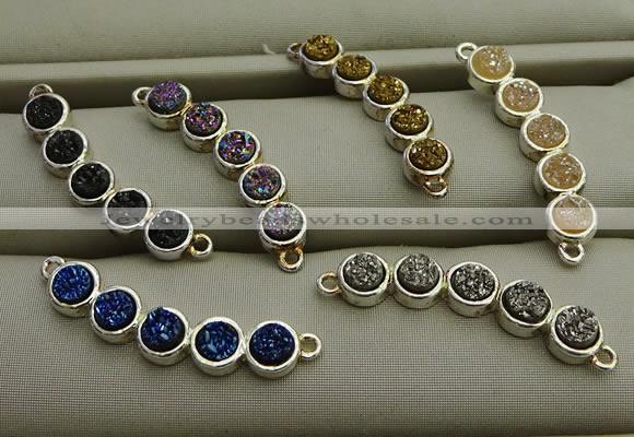 NGC6030 6*30mm plated druzy agate connectors wholesale