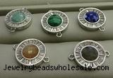 NGC6044 16mm coin mixed gemstone connectors wholesale