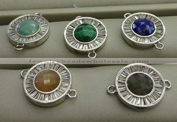 NGC6044 16mm coin mixed gemstone connectors wholesale