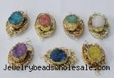 NGC615 22*30mm - 25*35mm freeform druzy agate connectors wholesale