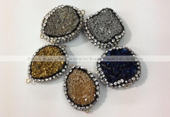 NGC638 20*28mm - 25*30mm freeform plated druzy agate connectors