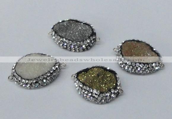 NGC640 20*28mm - 25*30mm freeform plated druzy agate connectors