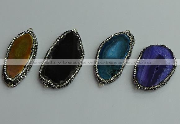 NGC6638 25*40mm - 30*55mm freeform agate connectors wholesale