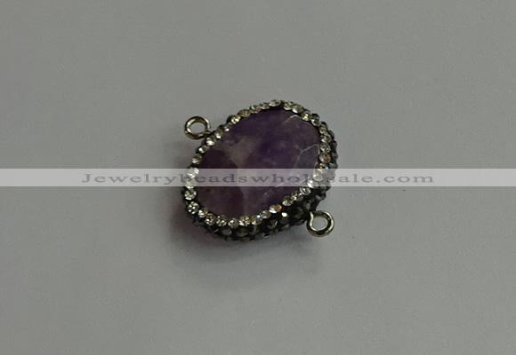 NGC6654 18*25mm faceted freeform amethyst connectors