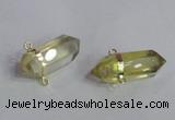 NGC666 10*35mm - 15*40mm faceted nuggets lemon quartz connectors