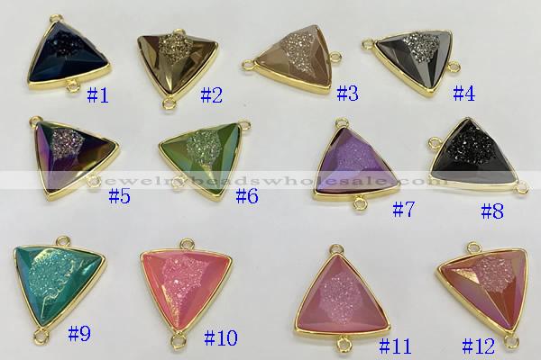 NGC7003 20*20mm faceted triangle plated druzy agate connectors