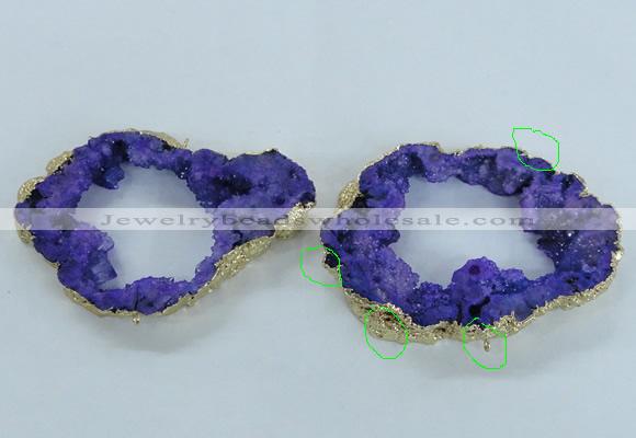 NGC702 45*75mm - 60*70mm freeform druzy agate connectors