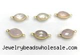 NGC7035 11*15mm faceted oval rose quartz connectors