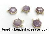 NGC7066 16mm faceted hexagon amethyst connectors